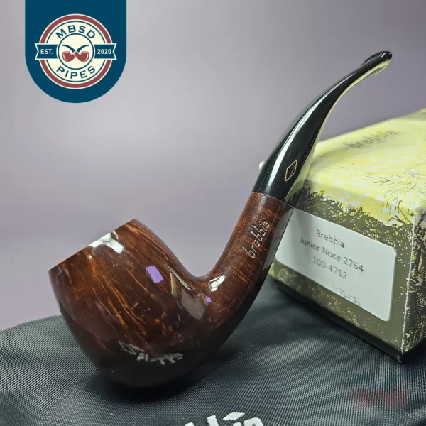 Brebbia Junior Noce 2764 Smooth Bent Billiard Estate Briar Pipe, Unsmoked, 9mm