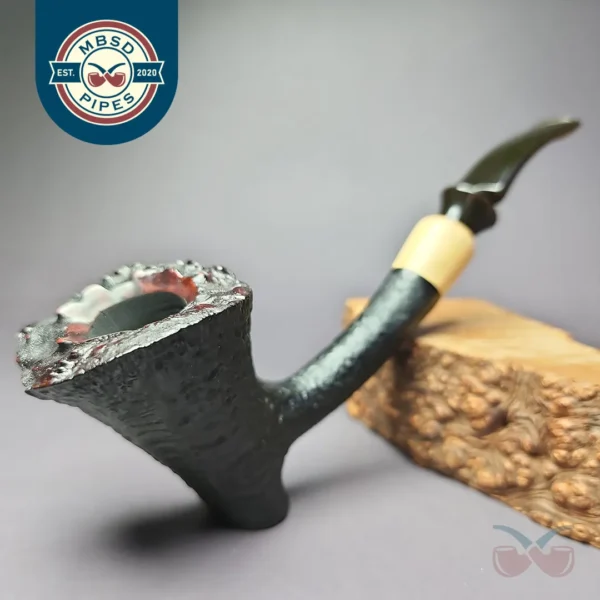 HS Studio Sandblasted Cherrywood w/ Boxwood Estate Briar Pipe, Unsmoked