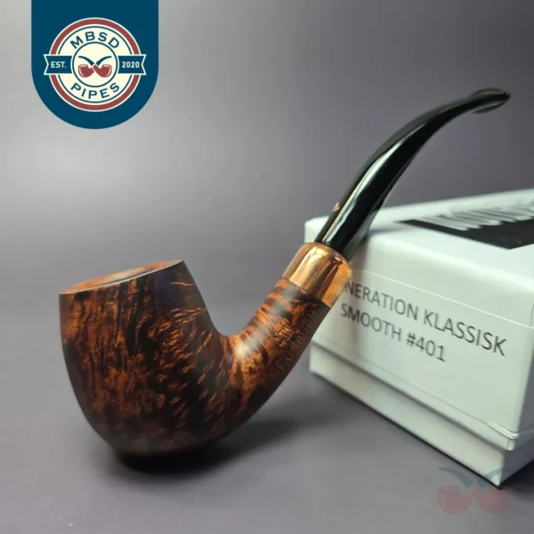 4th Generation Klassisk 401 Smooth Bent Billiard Estate Briar Pipe, Unsmoked