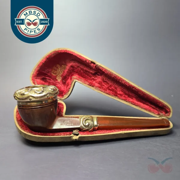 19th c. CPF Best Make Smooth Bulldog w/ Gold Antique Estate Briar Pipe, Unsmoked
