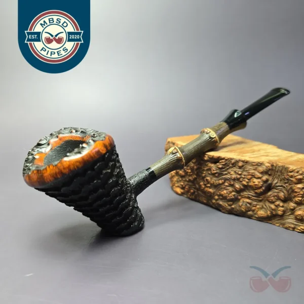 Eclesias "Dragon Scale" Sandblasted Poker Sitter Handmade Briar Pipe, New