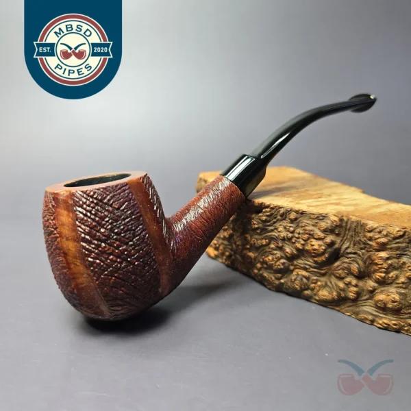 The Quaint 210 Partially Rusticated Bent Billiard Estate Briar Pipe, Italian Estates