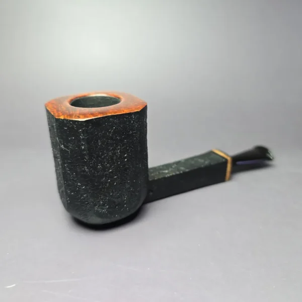 Piero Vitale Sandblasted Panel Billiard w/ Maple (Two Star) Handmade Briar Pipe, New - Image 2