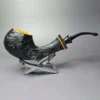 HS Studio XL Sandblasted Cobra Brandy w/ Ebony Estate Briar Pipe, Unsmoked - Image 2