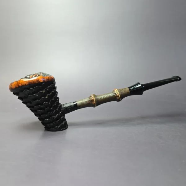Eclesias "Dragon Scale" Sandblasted Poker Sitter Handmade Briar Pipe, New - Image 2