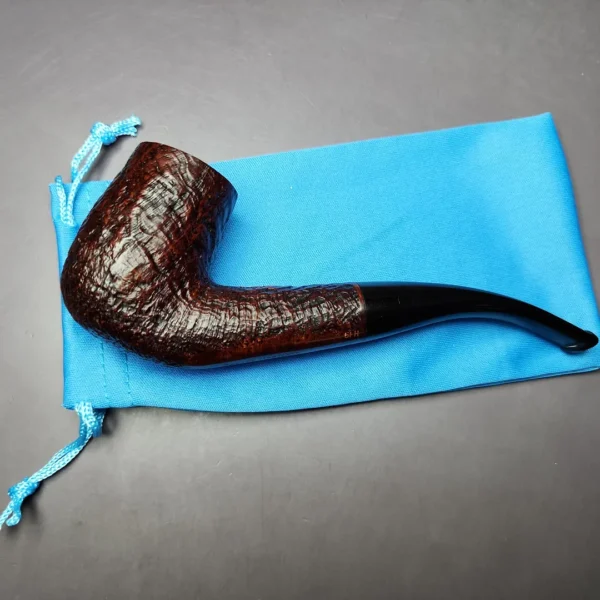 James Upshall w/ Bill Taylor Sandblasted Bent Billiard Estate Briar Pipe, Unsmoked - Image 2