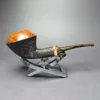 Smith House Partially Sandblasted Rhodesian w/ Horn Handmade Briar Pipe, New - Image 2