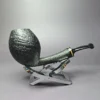 Vitale Sandblasted Egg w/ Olive (Two Star) Handmade Briar Pipe, New - Image 2