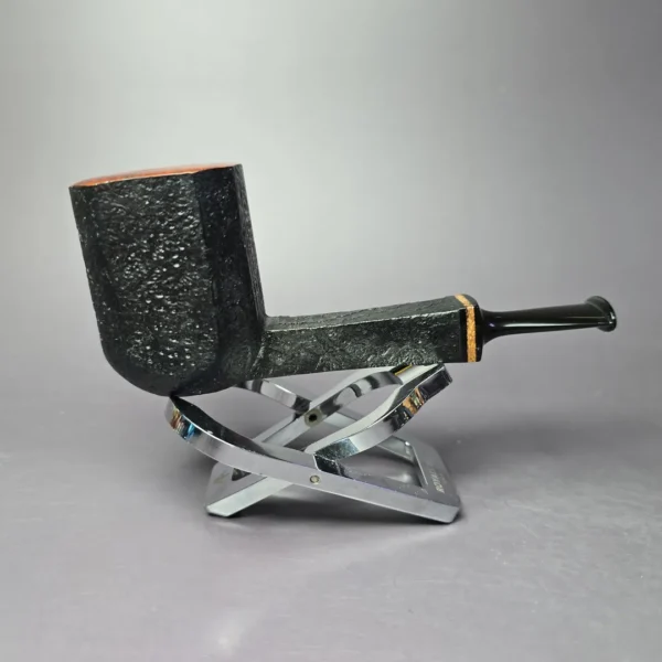 Piero Vitale Sandblasted Panel Billiard w/ Maple (Two Star) Handmade Briar Pipe, New - Image 3
