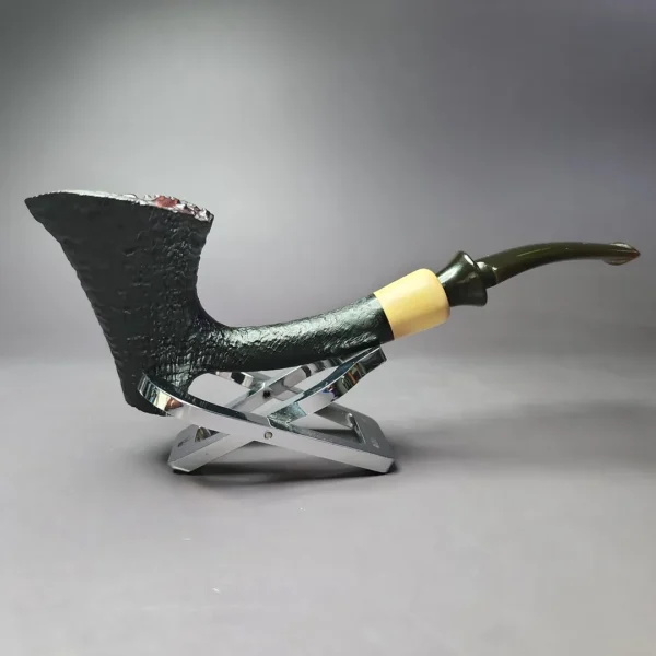 HS Studio Sandblasted Cherrywood w/ Boxwood Estate Briar Pipe, Unsmoked - Image 3