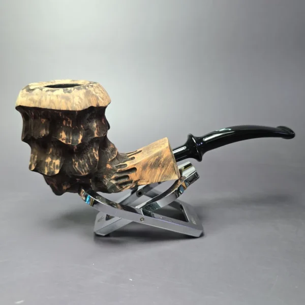 Nording Spruce Partially Rusticated Freehand Estate Briar Pipe, Unsmoked - Image 3