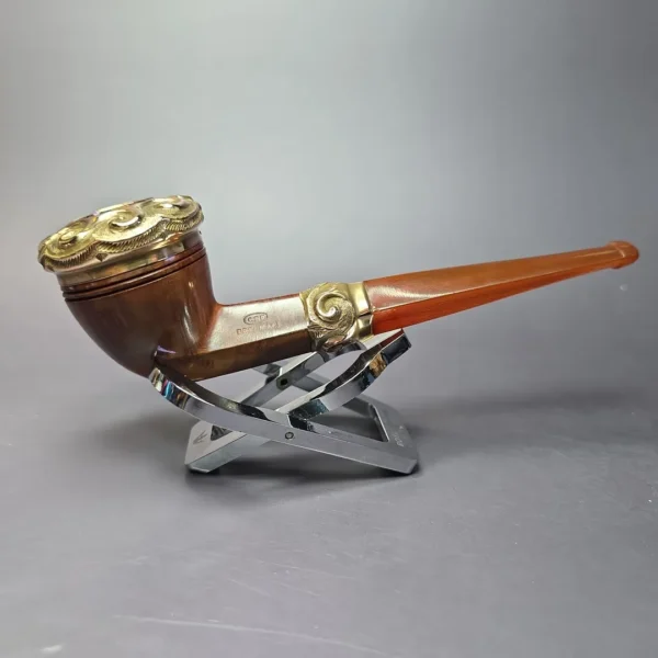 19th c. CPF Best Make Smooth Bulldog w/ Gold Antique Estate Briar Pipe, Unsmoked - Image 3