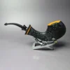 HS Studio XL Sandblasted Cobra Brandy w/ Ebony Estate Briar Pipe, Unsmoked - Image 4