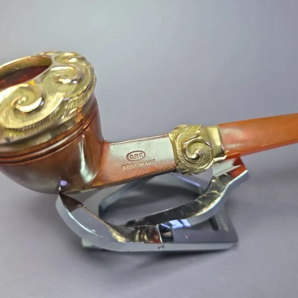 19th c. CPF Best Make Smooth Bulldog w/ Gold Antique Estate Briar Pipe, Unsmoked - Image 4