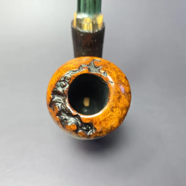 Reid Robertson Sandblasted Cherrywood w/ Marble Ebony Handmade Briar Pipe, New - Image 4