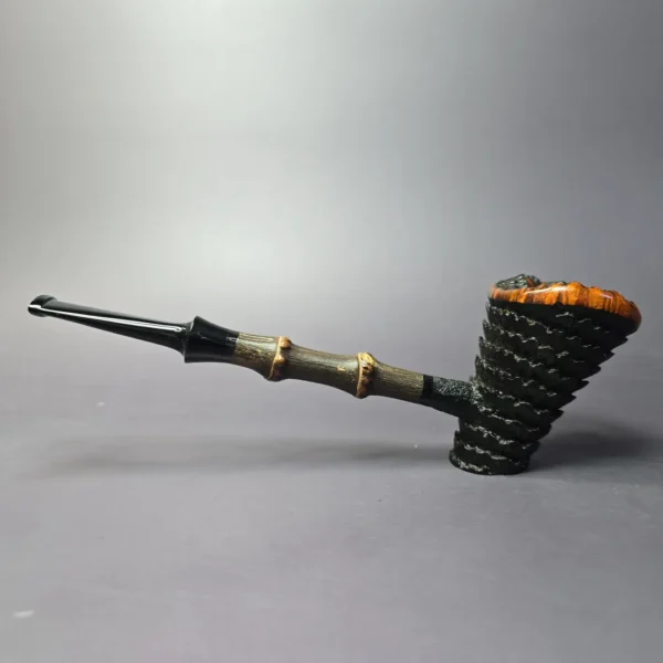 Eclesias "Dragon Scale" Sandblasted Poker Sitter Handmade Briar Pipe, New - Image 4