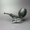 Vitale Sandblasted Egg w/ Olive (Two Star) Handmade Briar Pipe, New - Image 4