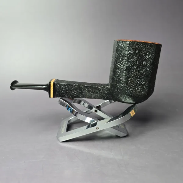 Piero Vitale Sandblasted Panel Billiard w/ Maple (Two Star) Handmade Briar Pipe, New - Image 5