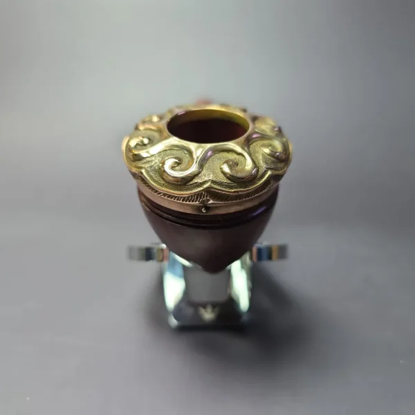19th c. CPF Best Make Smooth Bulldog w/ Gold Antique Estate Briar Pipe, Unsmoked - Image 5