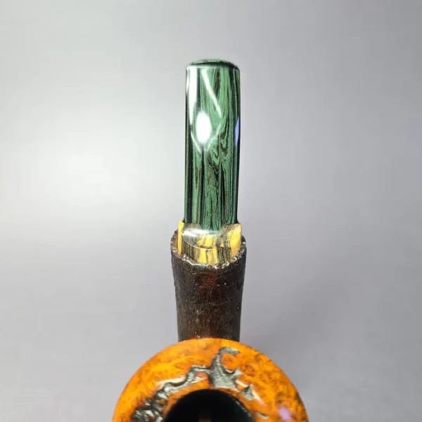 Reid Robertson Sandblasted Cherrywood w/ Marble Ebony Handmade Briar Pipe, New - Image 5