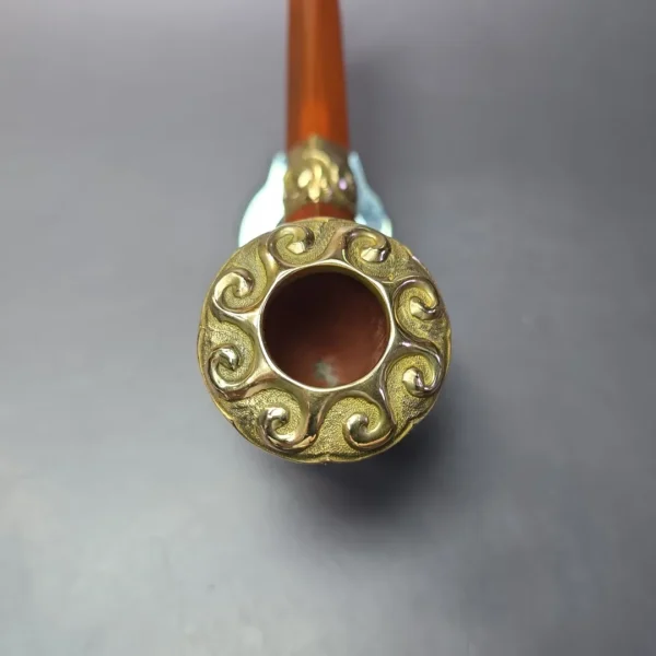 19th c. CPF Best Make Smooth Bulldog w/ Gold Antique Estate Briar Pipe, Unsmoked - Image 6