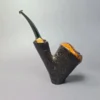 Reid Robertson Sandblasted Cherrywood w/ Marble Ebony Handmade Briar Pipe, New - Image 6