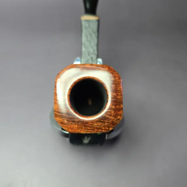 Piero Vitale Sandblasted Panel Billiard w/ Maple (Two Star) Handmade Briar Pipe, New - Image 7