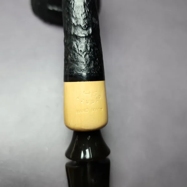HS Studio Sandblasted Cherrywood w/ Boxwood Estate Briar Pipe, Unsmoked - Image 7