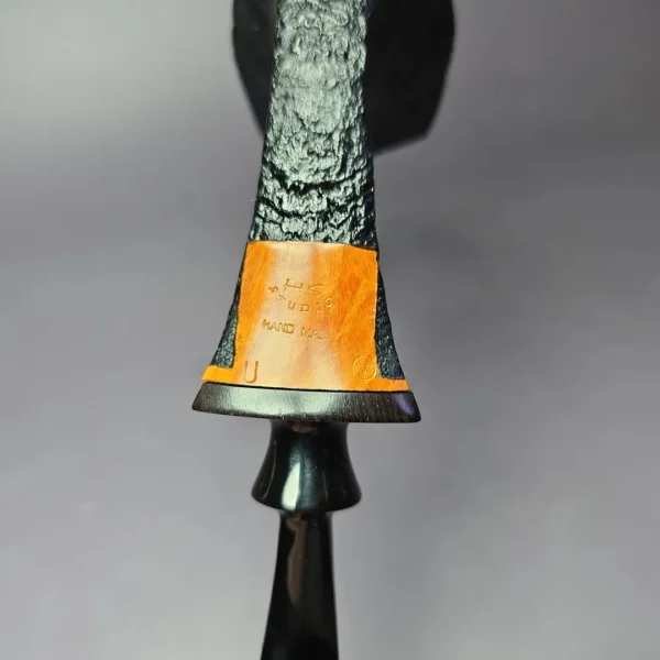 HS Studio XL Sandblasted Cobra Brandy w/ Ebony Estate Briar Pipe, Unsmoked - Image 7