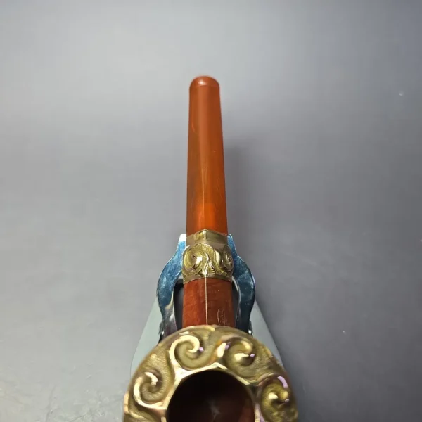 19th c. CPF Best Make Smooth Bulldog w/ Gold Antique Estate Briar Pipe, Unsmoked - Image 7