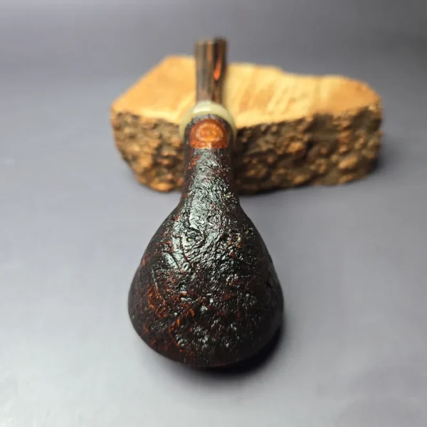 Smith House Partially Sandblasted Rhodesian w/ Horn Handmade Briar Pipe, New - Image 7