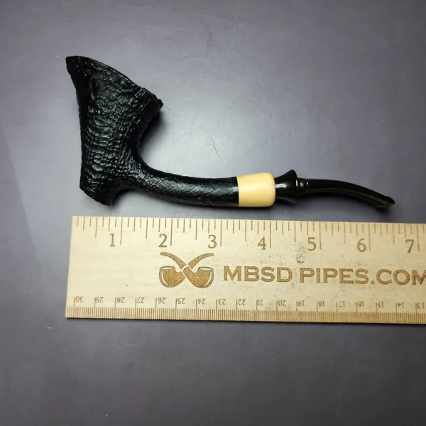 HS Studio Sandblasted Cherrywood w/ Boxwood Estate Briar Pipe, Unsmoked - Image 8