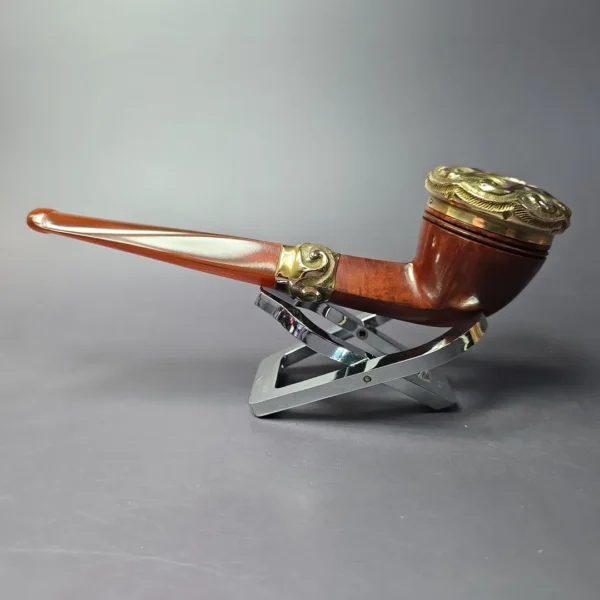 19th c. CPF Best Make Smooth Bulldog w/ Gold Antique Estate Briar Pipe, Unsmoked - Image 8