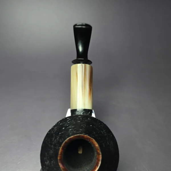 Vitale Sandblasted Squat Rhodesian w/ Horn (Two Star) Handmade Briar Pipe, New - Image 8