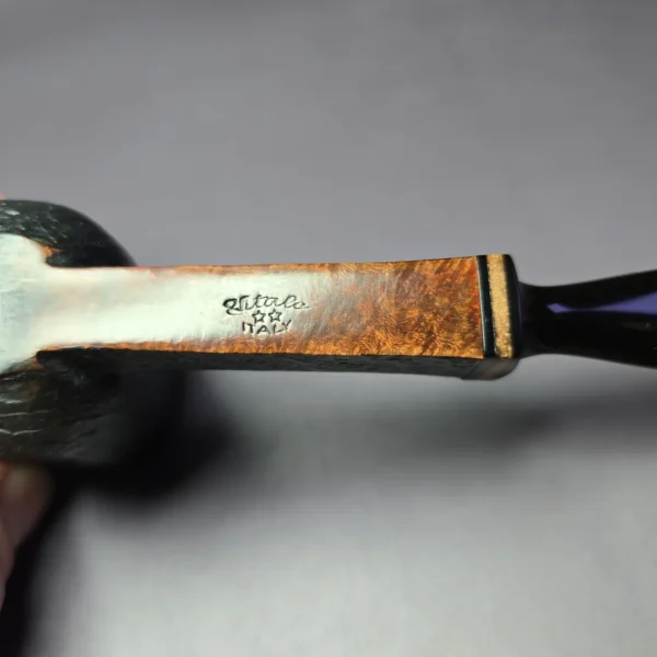 Piero Vitale Sandblasted Panel Billiard w/ Maple (Two Star) Handmade Briar Pipe, New - Image 9