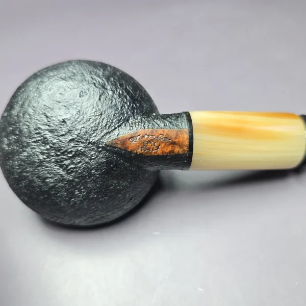 Vitale Sandblasted Squat Rhodesian w/ Horn (Two Star) Handmade Briar Pipe, New - Image 9