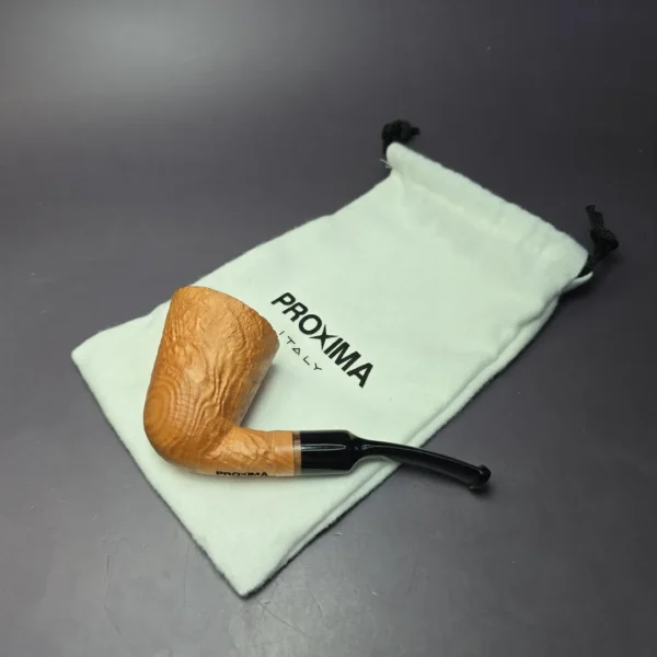 Proxima by Piero Vitale Natural Sandblasted Bent Dublin Briar Pipe, New - Image 10