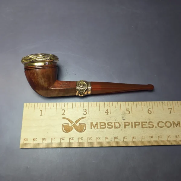 19th c. CPF Best Make Smooth Bulldog w/ Gold Antique Estate Briar Pipe, Unsmoked - Image 10
