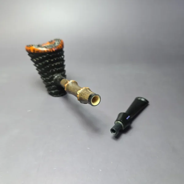 Eclesias "Dragon Scale" Sandblasted Poker Sitter Handmade Briar Pipe, New - Image 10