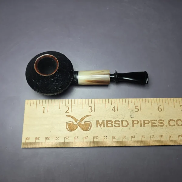 Vitale Sandblasted Squat Rhodesian w/ Horn (Two Star) Handmade Briar Pipe, New - Image 10