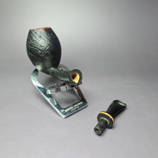 Vitale Sandblasted Egg w/ Olive (Two Star) Handmade Briar Pipe, New - Image 10