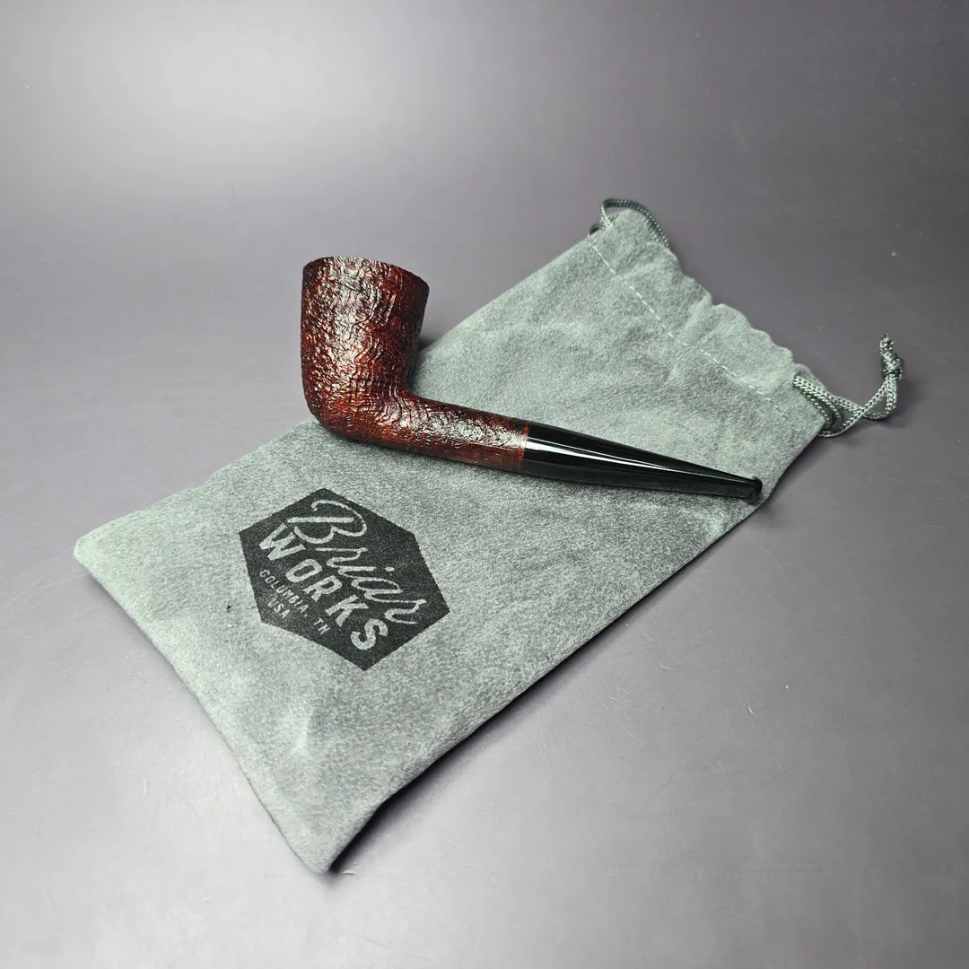 Briarworks Classic C61 Crimson Sandblasted Dublin w/ Black Stem Briar Pipe, New - Image 11