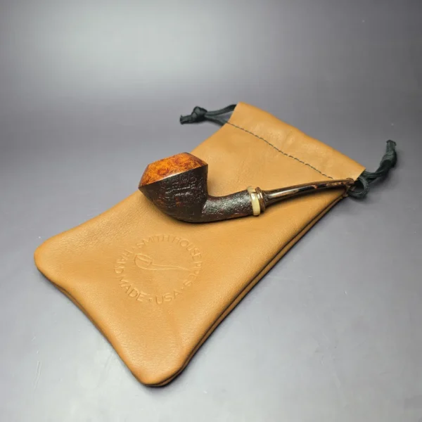 Smith House Partially Sandblasted Rhodesian w/ Horn Handmade Briar Pipe, New - Image 12