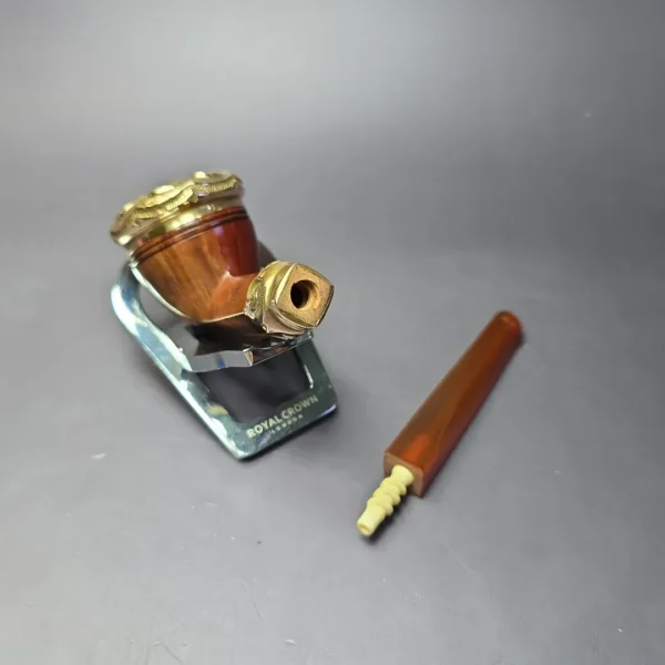 19th c. CPF Best Make Smooth Bulldog w/ Gold Antique Estate Briar Pipe, Unsmoked - Image 12