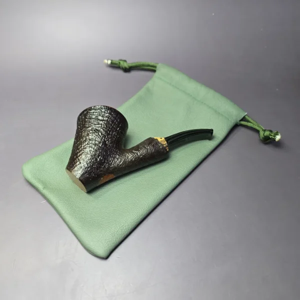 Reid Robertson Sandblasted Cherrywood w/ Marble Ebony Handmade Briar Pipe, New - Image 13