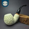 MBSD Meerschaum Deluxe Floral Egg Block Meerschaum Pipe, Briar-Mortise, 9mm