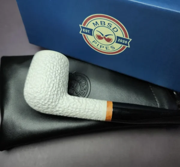 MBSD Meerschaum Deluxe Rusticated Billiard Block Meerschaum Pipe, Briar-Mortise - Image 2
