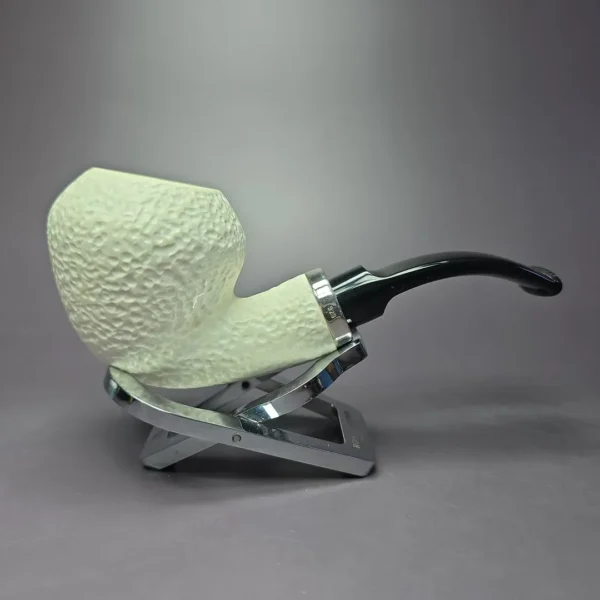 MBSD Meerschaum Silver Reverse Calabash Rustic Rhodesian Block Meerschaum Pipe - Image 2