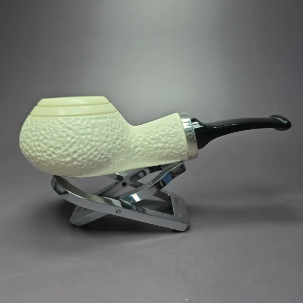 MBSD Meerschaum Silver Reverse Calabash Rustic Author Block Meerschaum Pipe - Image 2