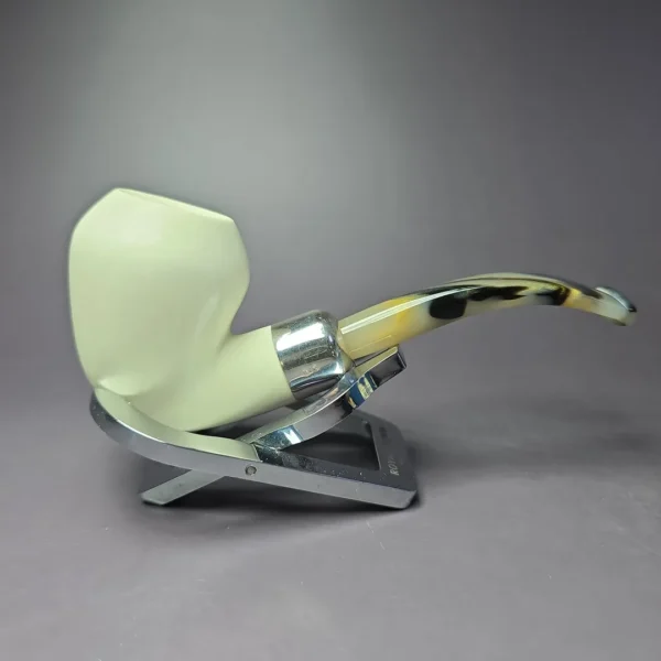 MBSD Meerschaum Silver Smooth Rhodesian Block Meerschaum Pipe, New - Image 2